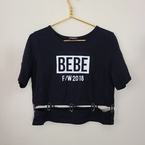 Bebe Black Graphic Short Sleeve Tee Womens‎ Size L